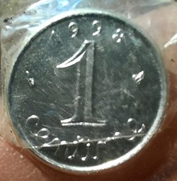 5° Republique 1 CENTIME 1998 sous plastique