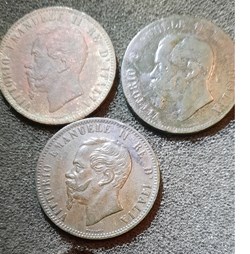 Emmanuel II A/Tete nue a d R /Legende en 3 lignes D30 P divers Mont 243 Mont245