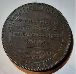 Monneron 5 Sols A/Pacte Federatif R/Medaille 5 Sols / D38.2 P 25.28g VG293 Maz 148   br.224C