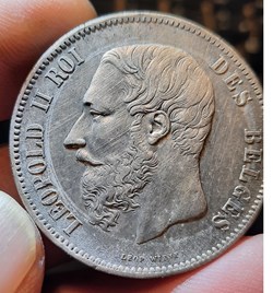 Belgique Leopold 2 A / Tete nue a g R /Ecu couronne D37.3 P24.98g KM 19/24