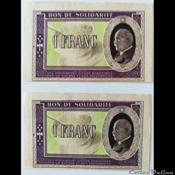 Bon de solidarité Vichy 1 Francs