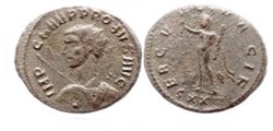Probvs Ticinum RIC 374var (Buste F8)