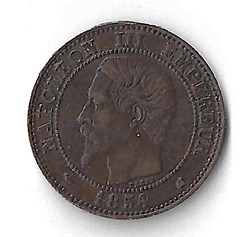 Napoléon III, Deux Centimes tête nue