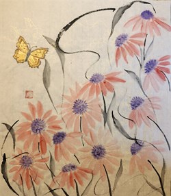 Cone flowers and butterfly