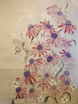 Cone flowers and butterfly