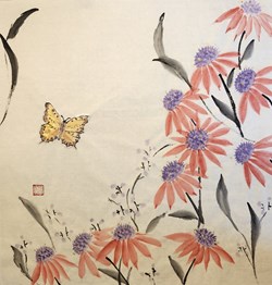 Cone flowers and butterfly