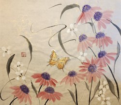 Cone flowers and butterfly