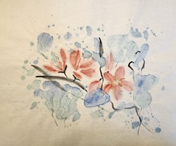 Plum flowers with morning dew