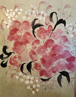 Azaleas and white flowers