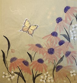 Cone flowers and butterfly