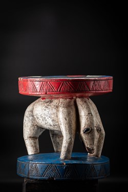 tabouret Bozo ours blanc / bleu et rouge