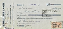 Mandat de la Quincaillerie A. Govin