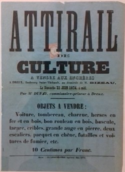 Vente d'attirail de culture