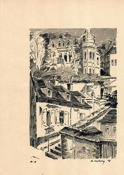 Vue depuis la rue d'Orfeuil sur la rue Philidor et l'Evêché