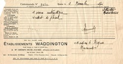 Bon de commande des Établissements Waddington