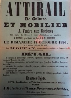 Vente d'attirail de culture et mobilier
