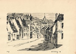 Haut de la rue Saint-Martin et le toit du Beffroi