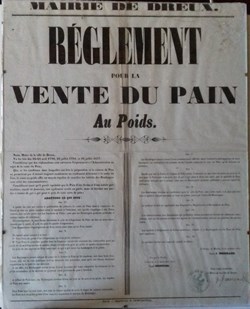 Règlement pour la vente du pain