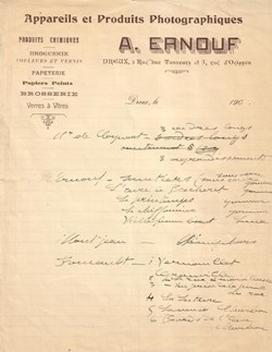 Lettre de l'entreprise d'Appareils et Produits Photographiques A. Ernouf