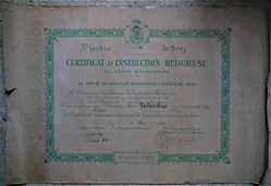 Certificat d'Instruction Religieuse décerné à André Valambras