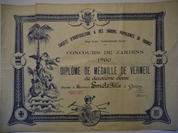Diplôme de la Société d'horticulture et jardin populaires de France décerné à Félix Smetz