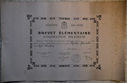 Brevet Élémentaire d'Instruction Religieuse décerné à André Valambras