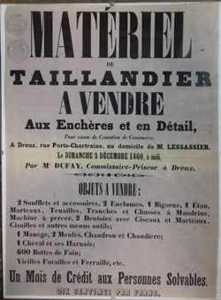 Vente de matériel de taillandier