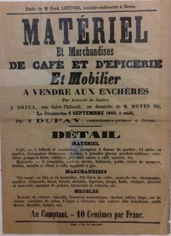 Vente de matériel et marchandises de café et d'épicerie et mobilier