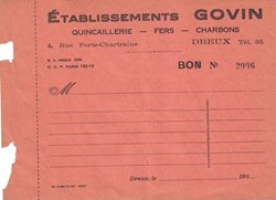 Bon d'achat des Établissements Govin