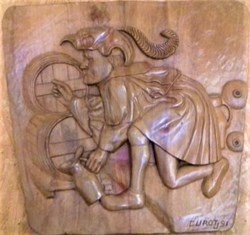 Homme soutirant une barrique