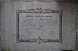 Certificat d'Instruction Primaire décerné à André Valambras