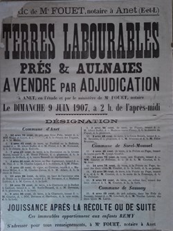 Vente de terres labourables, prés et aulnaies