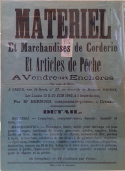 Vente de matériel et marchandises de corderie et articles de pêche