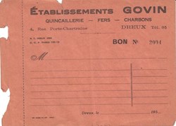 Bon d'achat des Établissements Govin