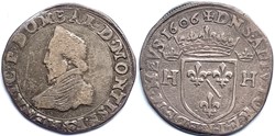 DOMBES - Henri II de Montpensier - Teston 3ème type 1606 Trévoux