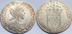 LOUIS XIV Demi écu à la mèche longue 1653 Lyon