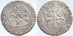 CHARLES VII Blanc à la couronne 4ème émission Lyon (var.) exécutoire du 26 juin 1456