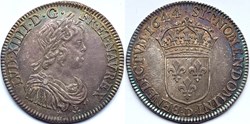 LOUIS XIV Demi écu à la mèche courte 1644 Lyon