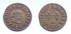 HENRI IV Denier tournois 1607 Paris