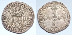 HENRI IV Huitième d'écu 2ème type Atelier indéterminé