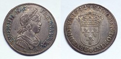 LOUIS XIV Quart d'écu à la mèche courte 1644 Lyon