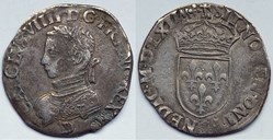 CHARLES IX Demi teston 6ème type 1562 Lyon