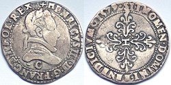 HENRI III Demi franc au col plat 1579 Saint-Lo