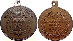 1890 Médaillette Souvenir des grandes fêtes du parc 25 Mai