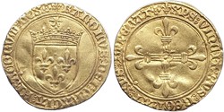 CHARLES VIII écu d'or seconde émission (8 juillet 1494) Saint-Lô