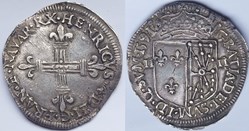 HENRI IV Quart d'écu de Navarre 1591 Saint-Palais