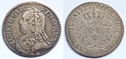 LOUIS XV Cinquième d'écu aux branches d'olivier 1727 Lyon