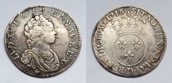 LOUIS XV Quart d'écu à l'écu rond couronné 1716 Lyon