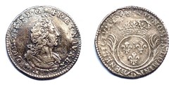 LOUIS XIV douxième d'écu aux palmes 1696 Lyon, réformé