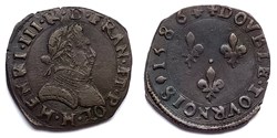 HENRI III Double tournois 1586 La Rochelle